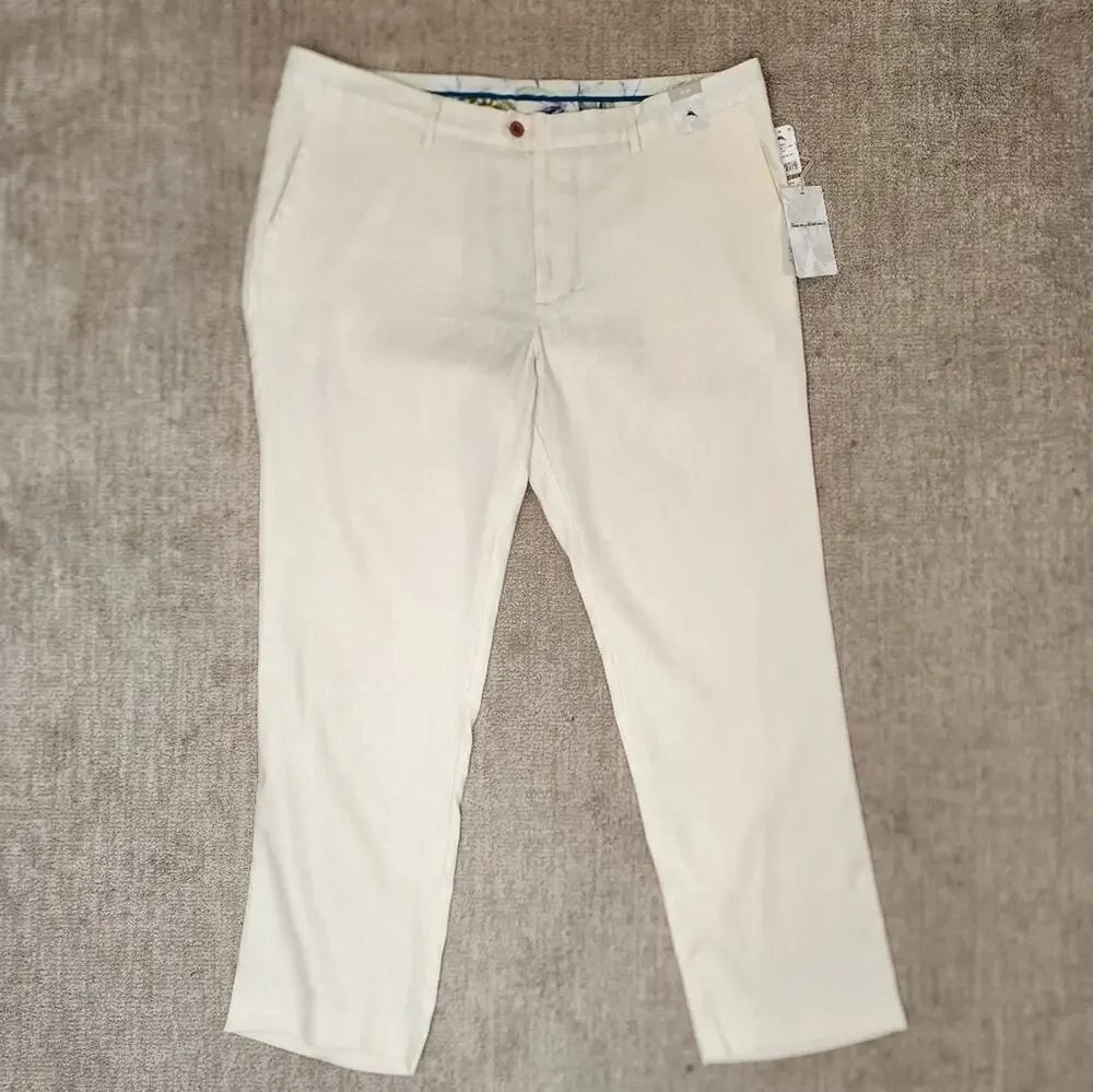 Tommy Bahama Off White Mahalo Bay Flat Front Pants Men's Size 42 x 32 NWT